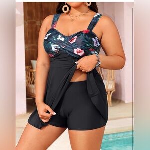 Aqua Eve Plus Size Two Piece Swimsuit Tankini Bathing Suit Swim Dress Shorts 30W